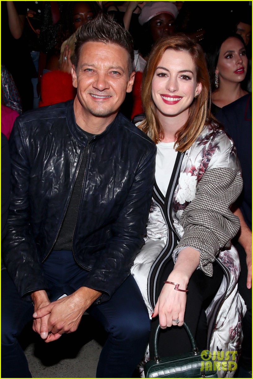 jeremy renner anne hathaway sit front row at bosideng nyfw show 024144997