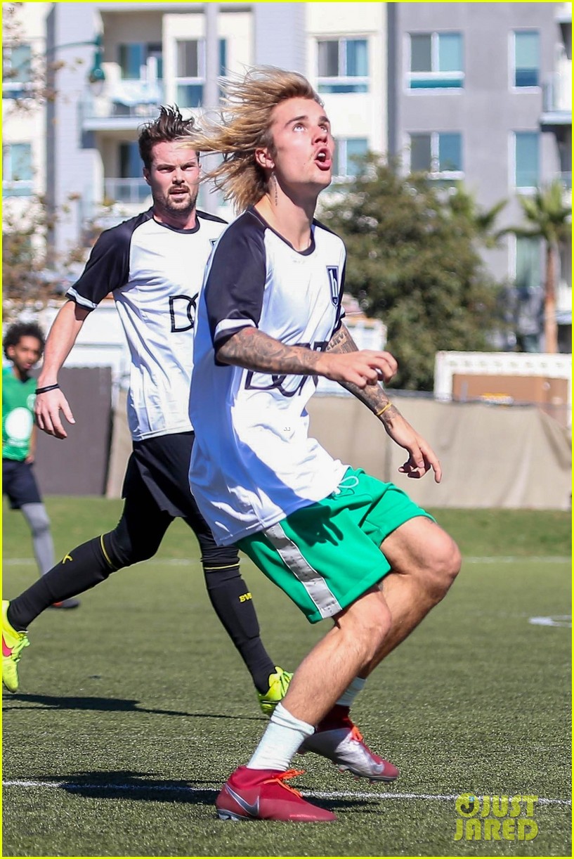 justin bieber goes shirtless playing soccer with friends 114167737