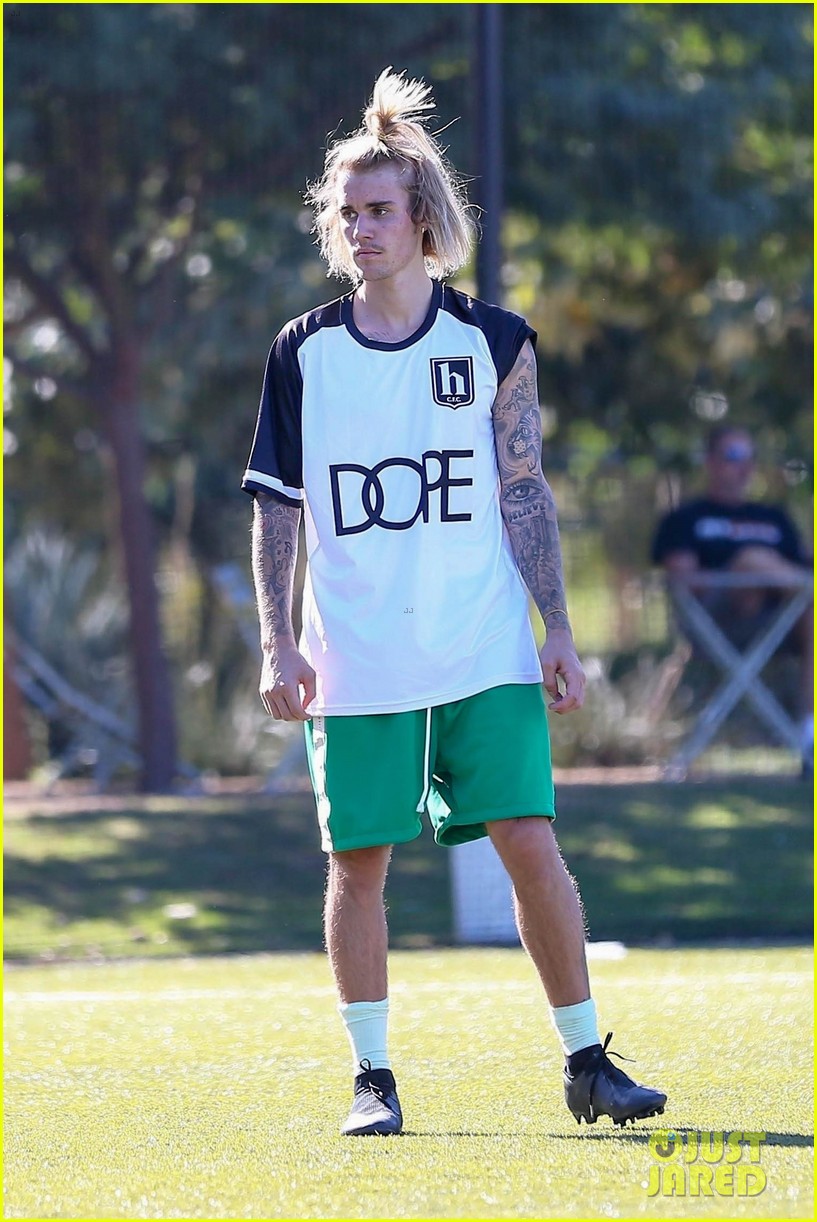 justin bieber goes shirtless playing soccer with friends 364167762