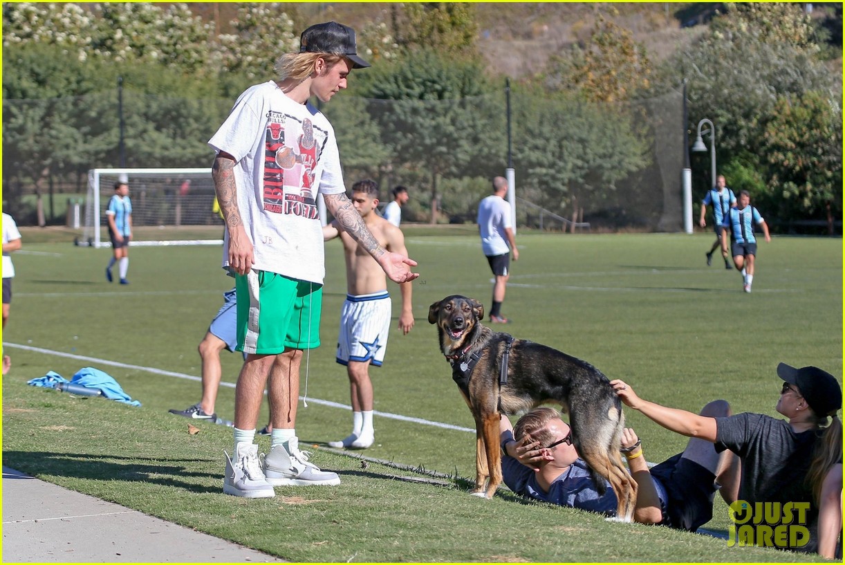 justin bieber goes shirtless playing soccer with friends 484167774