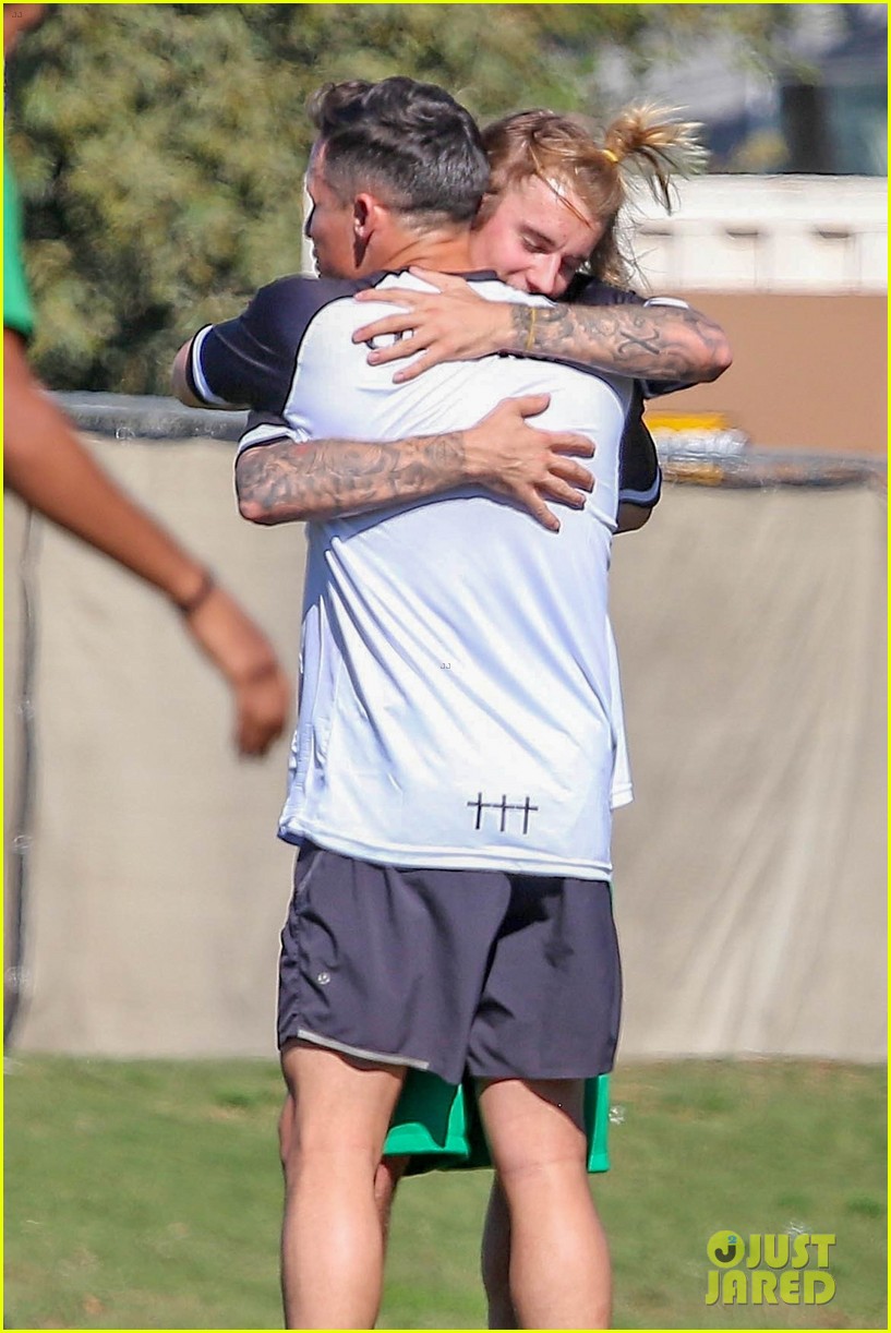 justin bieber goes shirtless playing soccer with friends 524167778