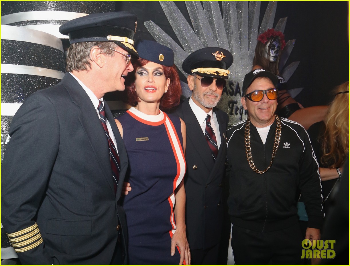 Clooney, Cindy Crawford, & Rande Gerber Dress as Airline