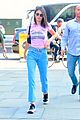 kendall jenner sports pink crop t shirt for trip to the movies01