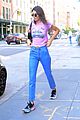 kendall jenner sports pink crop t shirt for trip to the movies02
