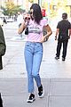 kendall jenner sports pink crop t shirt for trip to the movies09