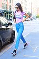kendall jenner sports pink crop t shirt for trip to the movies13