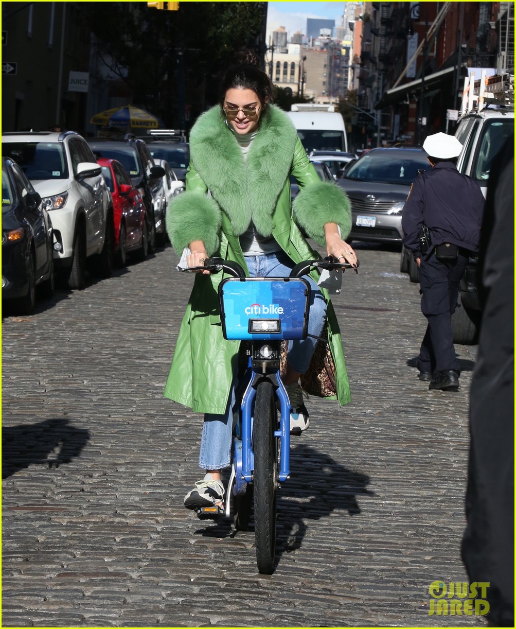 kendall jenner dons furry green coat and long nails while out on her birthday 044174941
