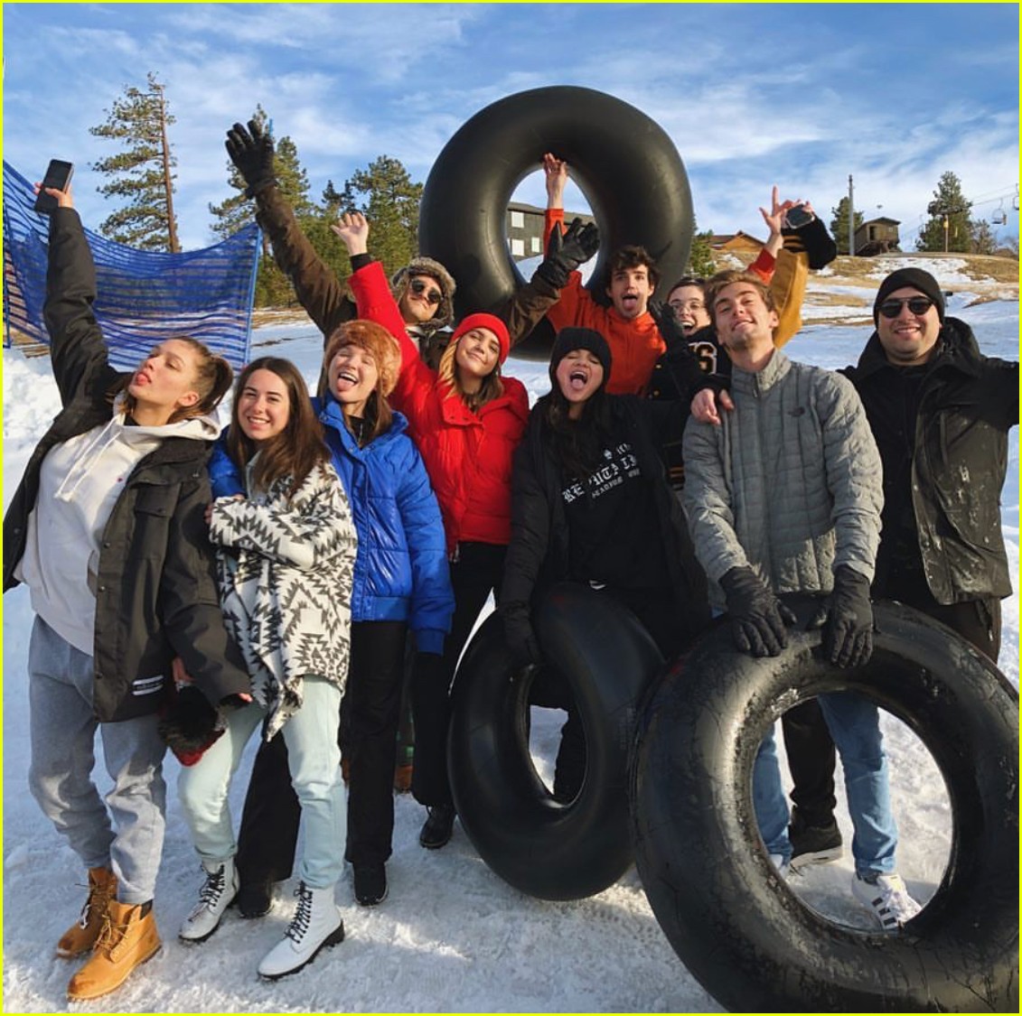selena gomez goes snow tubing with her friends 094200300