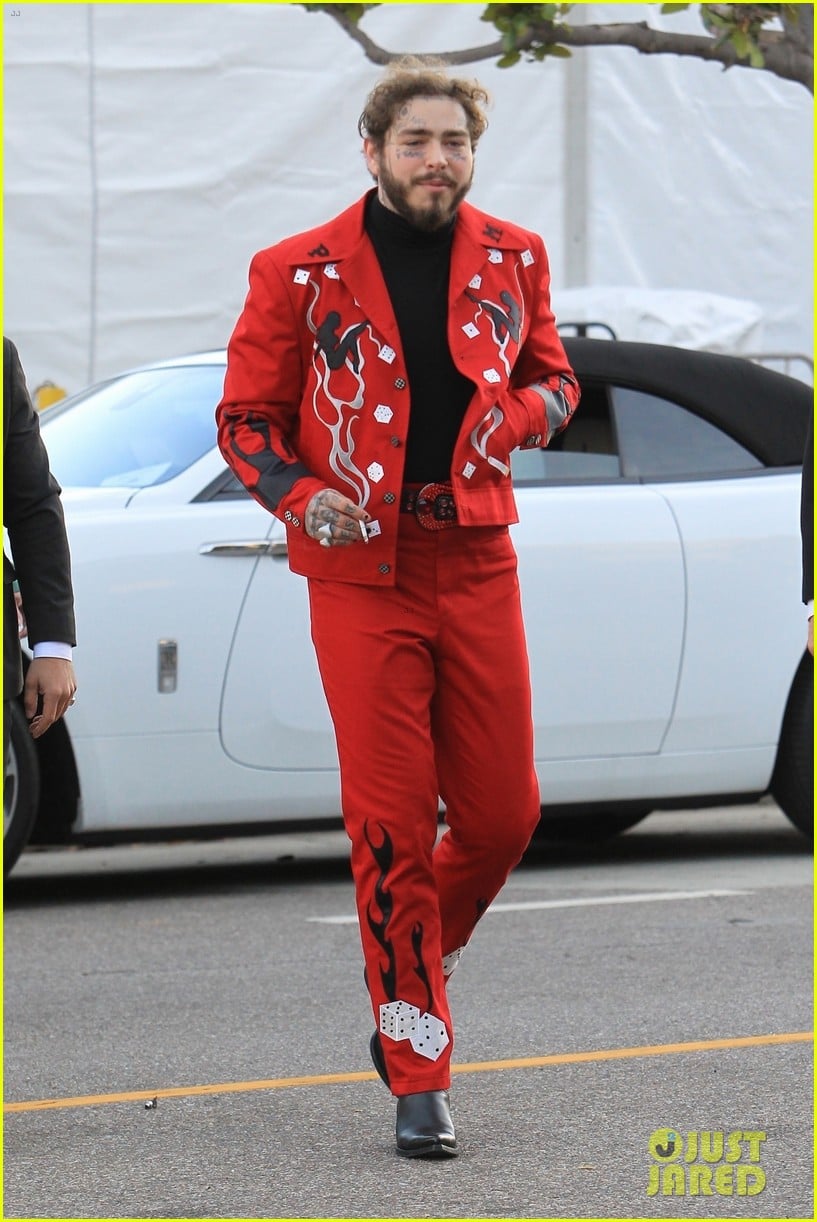 post malone rocks bright red suit during afternoon outing 054191149