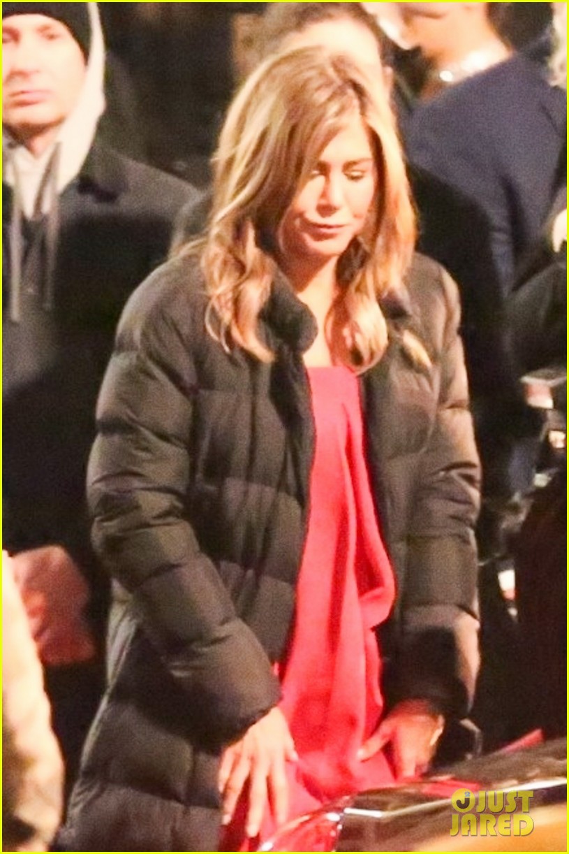 jennifer aniston red gown top of the morning apple show set 594214514