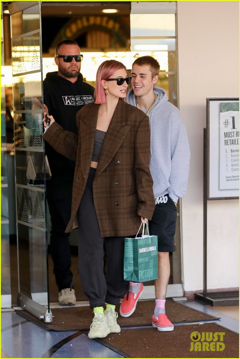 Justin Bieber Kisses Wife Hailey Goodbye After Book Shopping Photo