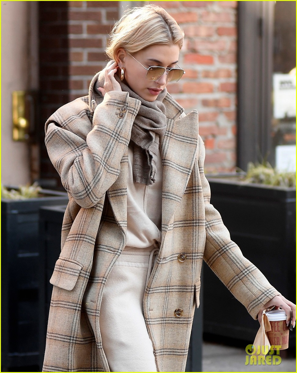 hailey bieber bundles up for morning coffee 06