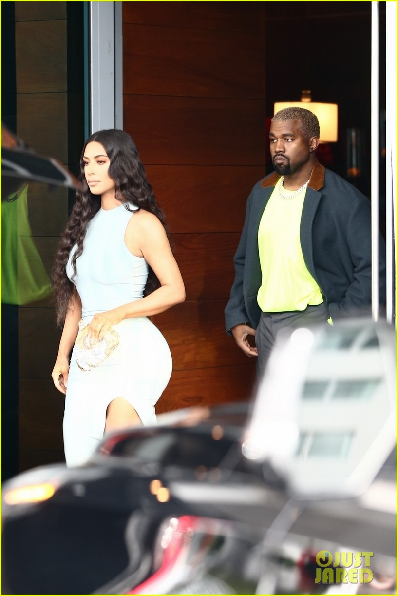 Kim Kardashian Wears FormFitting Dress While Shopping with Kanye West