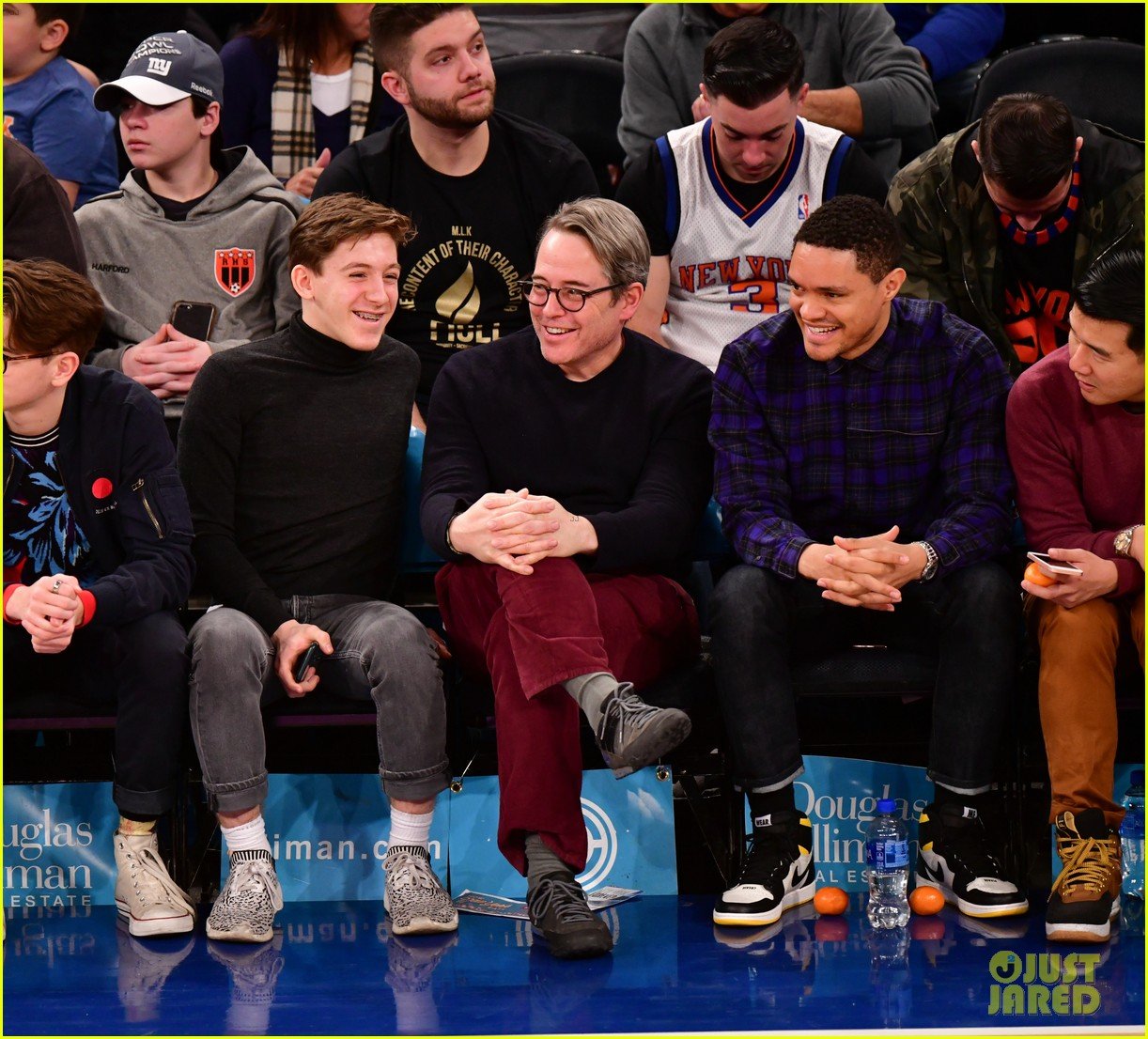 matthew broderick sits courtside at knicks game with son james wilkie 034223195