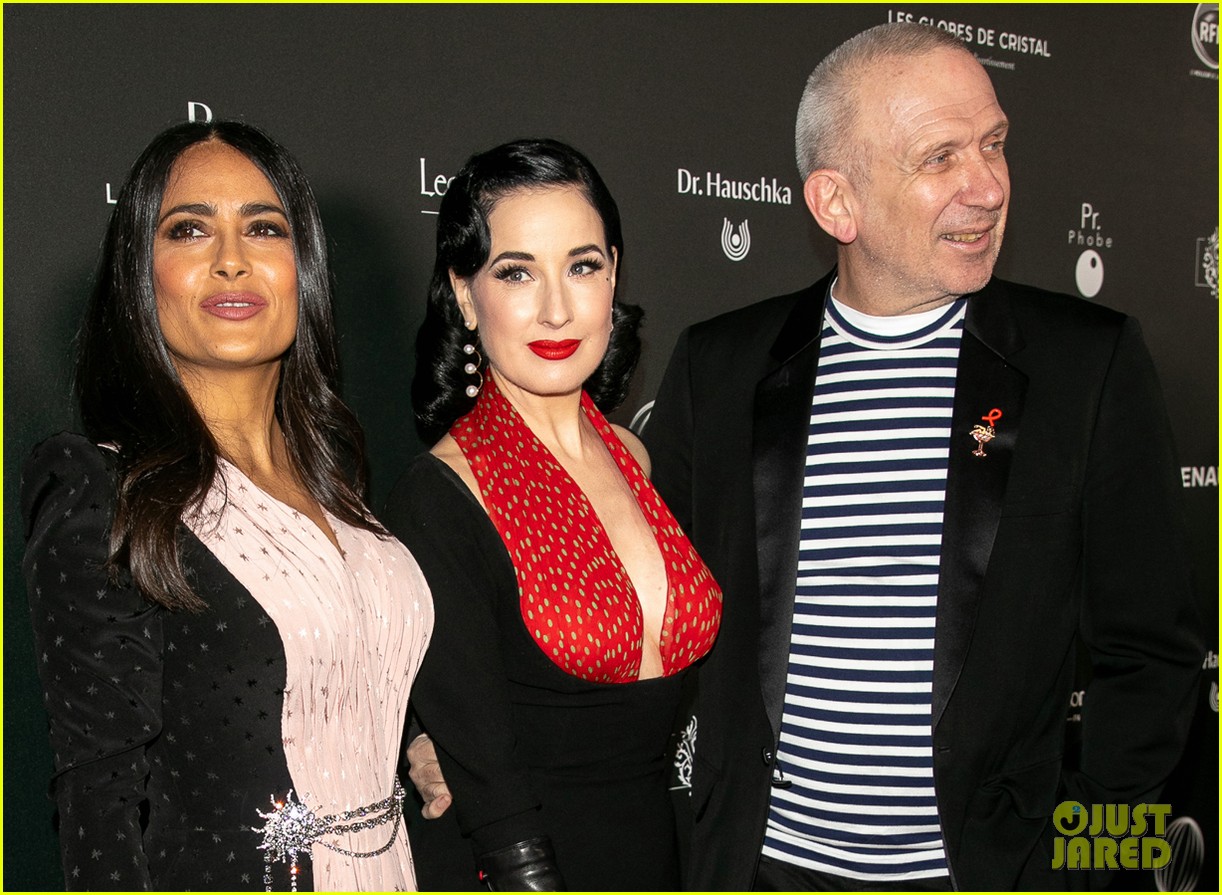 salma hayek attends globe de cristal ceremony after showing off white hair 024223434