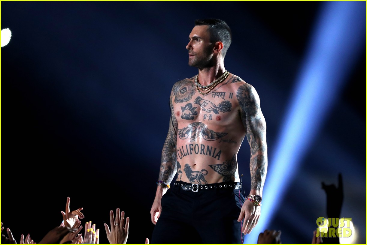 Adam Levine's Hottest Shirtless Photos from Super Bowl 2019! Photo