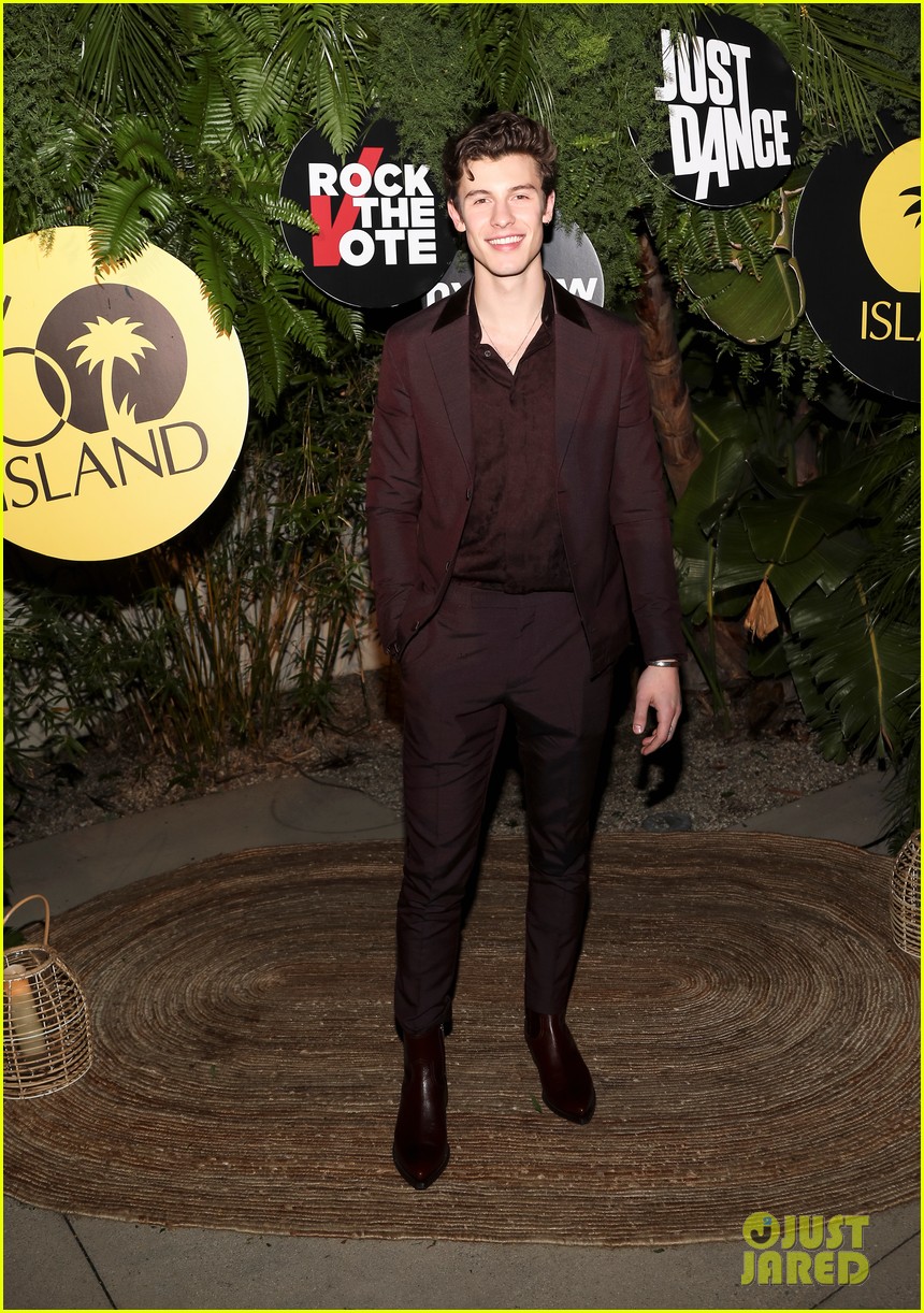 shawn mendes rocks maroon suit for island records pre grammys event 014235426