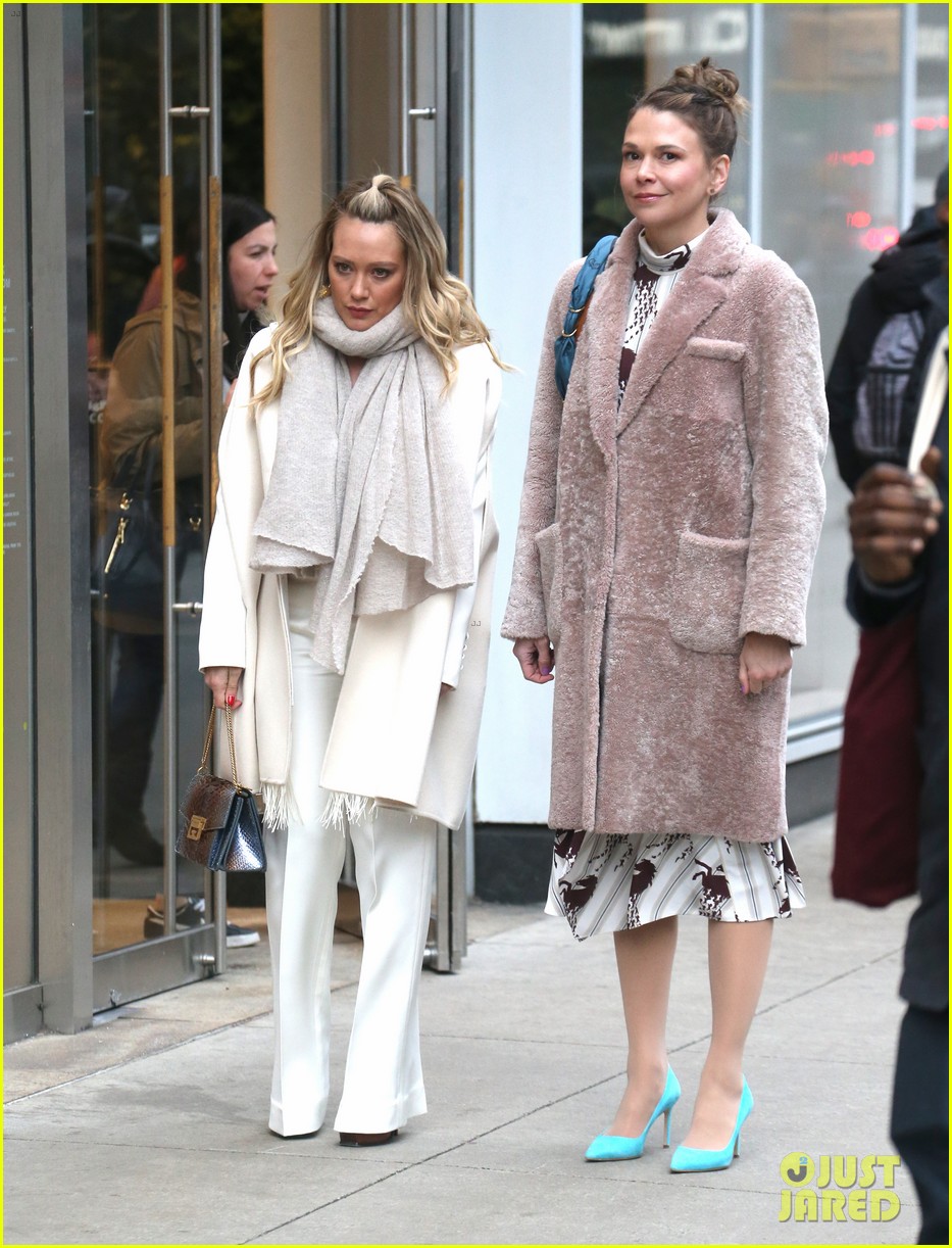 hilary duff sutton foster step out filming younger 054249070