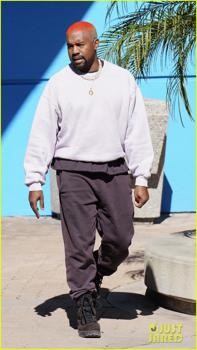 kanye west shows off his rainbow hair while taking care of business 064242922