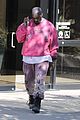 kanye west rocks bright pink outfit for day at the office 01