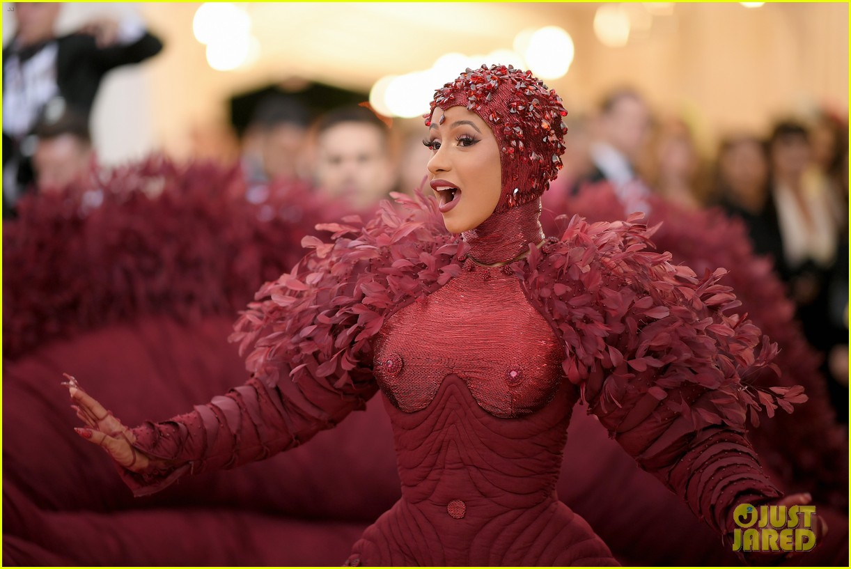 Cardi B Wears a Massive Red Gown That Took 35 People to Make at the Met
