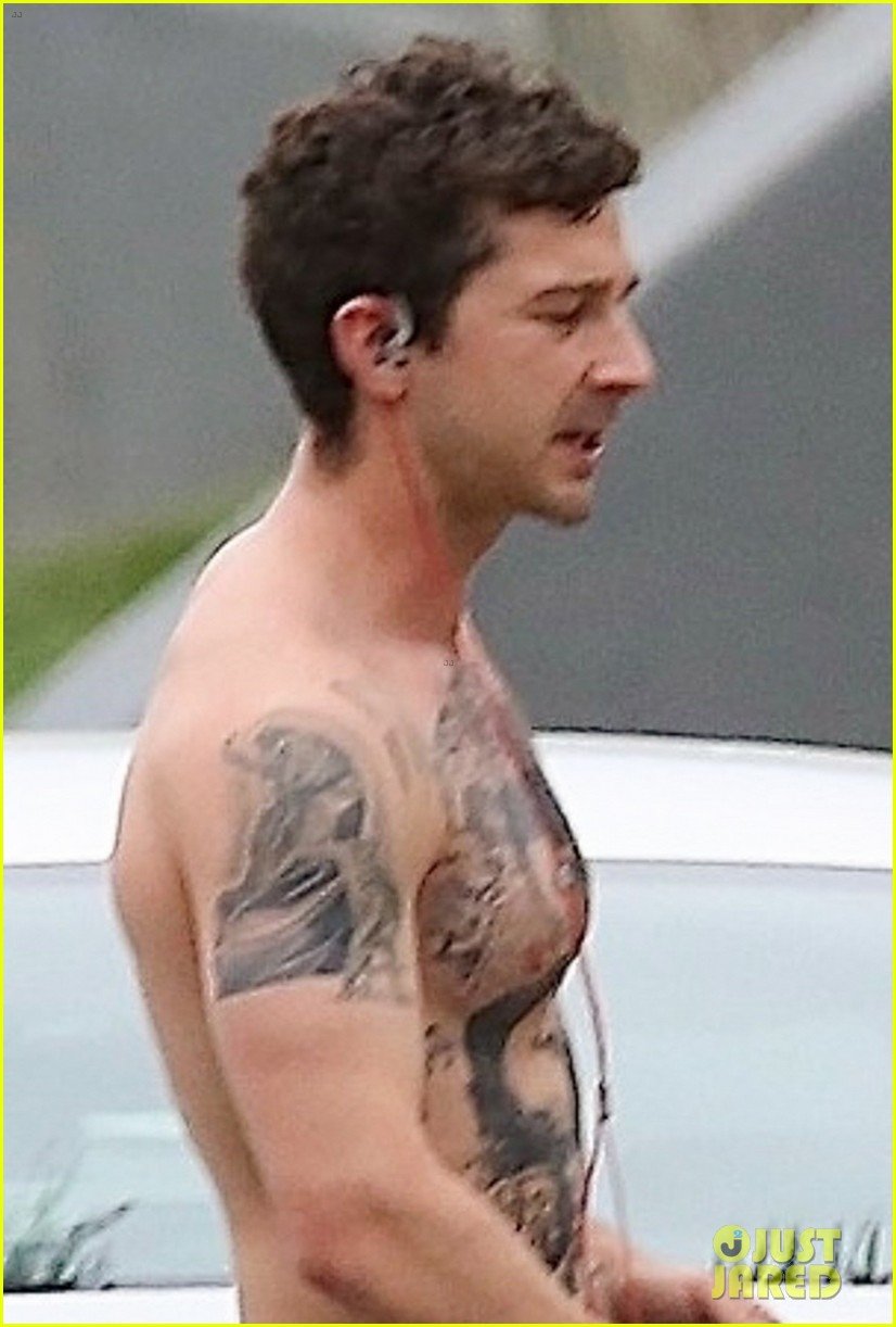 shia labeouf bares ripped tattooed torso going shirtless in his underwear 02