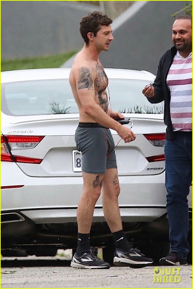 shia labeouf bares ripped tattooed torso going shirtless in his underwear 054288808