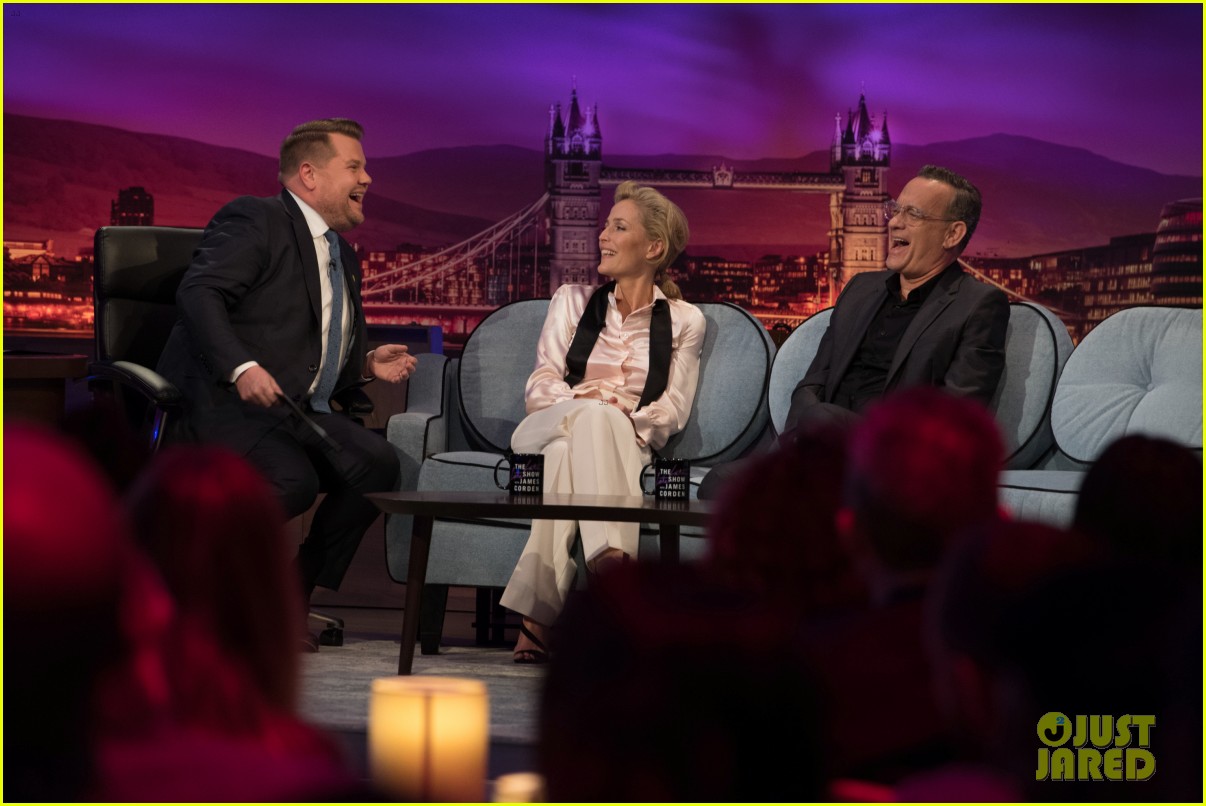 gillian anderson tom hanks face their musical performance fears on late late show 034311617