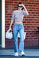 kendall jenner sports striped crop top for food run in beverly hills 01
