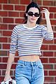 kendall jenner sports striped crop top for food run in beverly hills 02