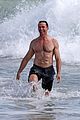 hugh jackman celebrates shirtless in the ocean 02
