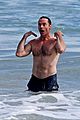 hugh jackman celebrates shirtless in the ocean 05