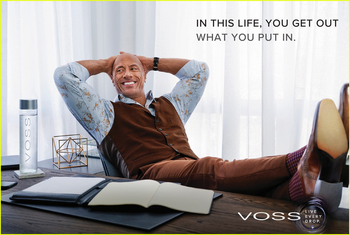 dwayne johnson and his dog star in voss waters new campaign 024331264