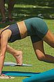 lea michele does yoga while filming her christmas movie 21