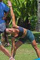 lea michele does yoga while filming her christmas movie 24