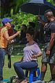 lea michele does yoga while filming her christmas movie 28