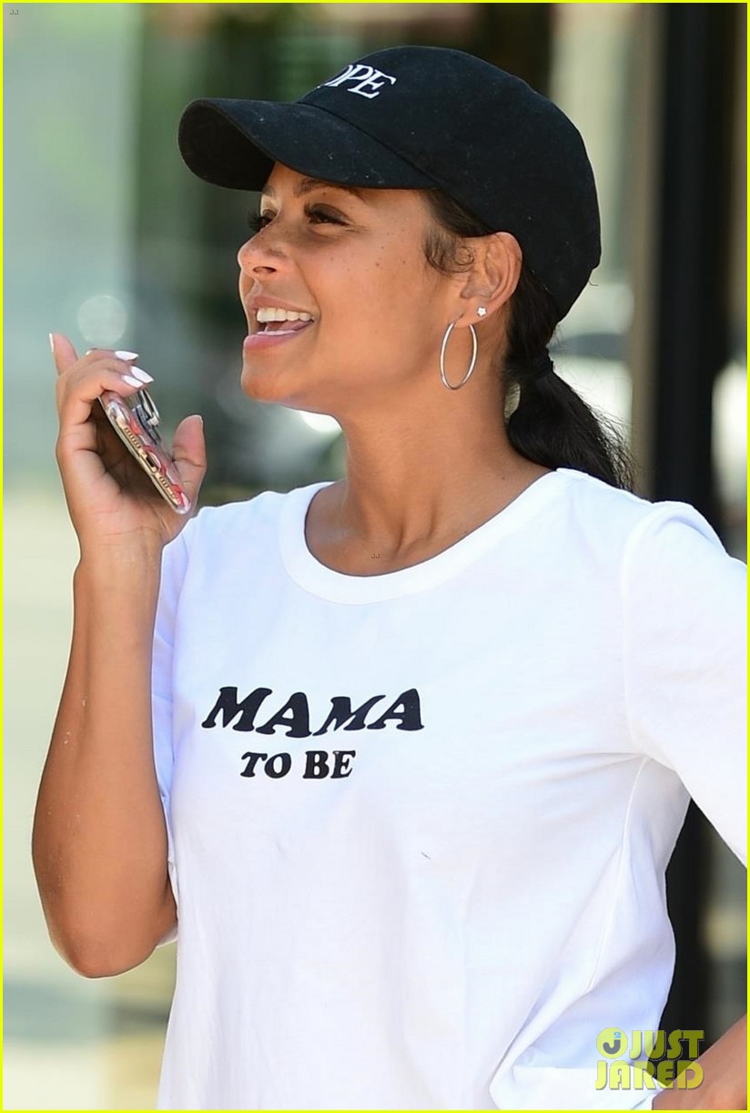 christina milian wears mama to be shirt while out in studio city 024337245