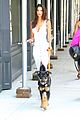 emily ratajkowski wears form fitting dress while taking her dog walk 05