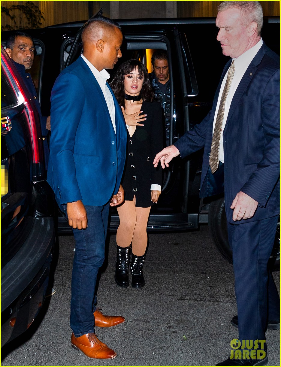 camila cabello rocks plunging black coat dress to snl after party 014370395