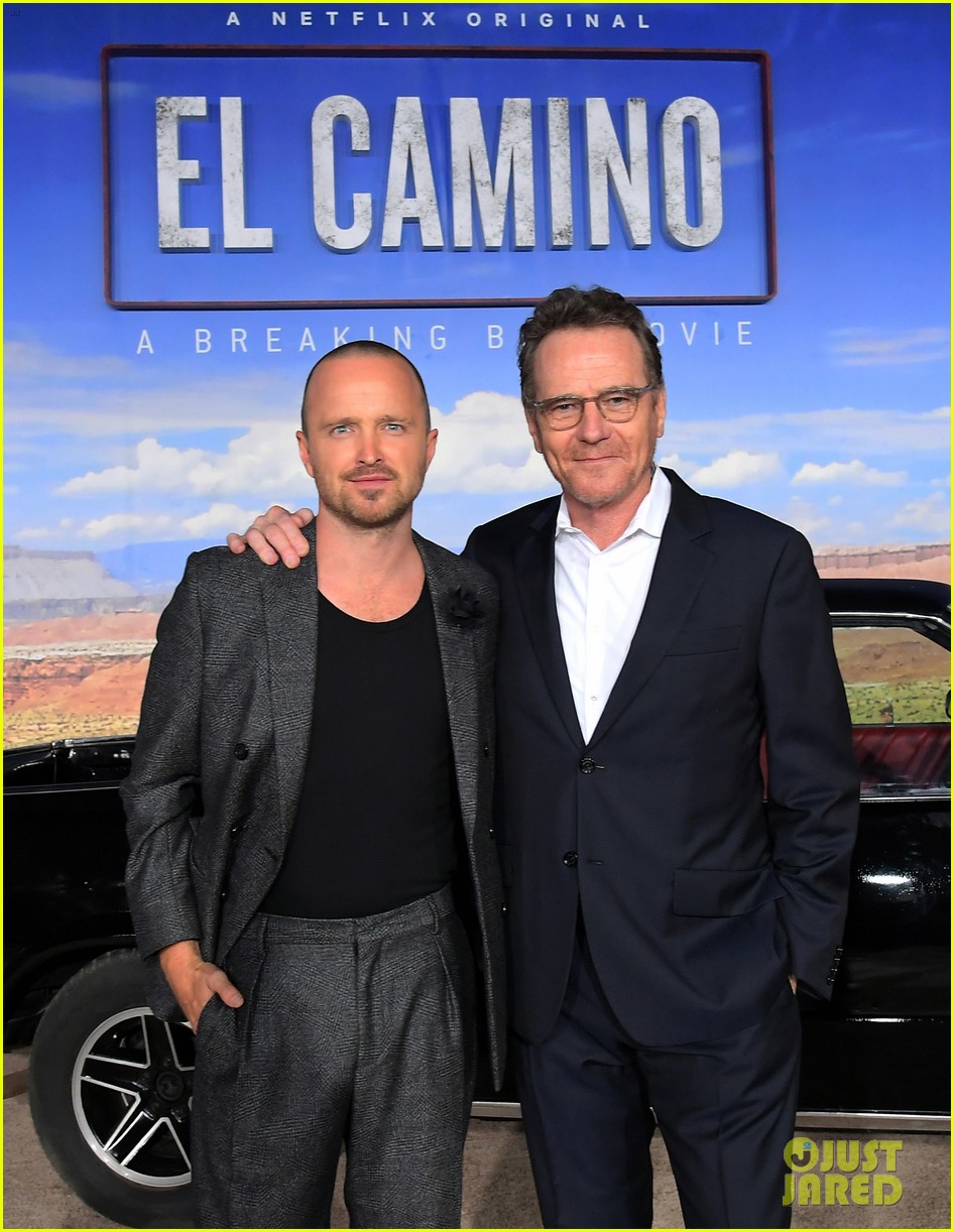 bryan cranston supports aaron paul at breaking bad movie premiere 124367489