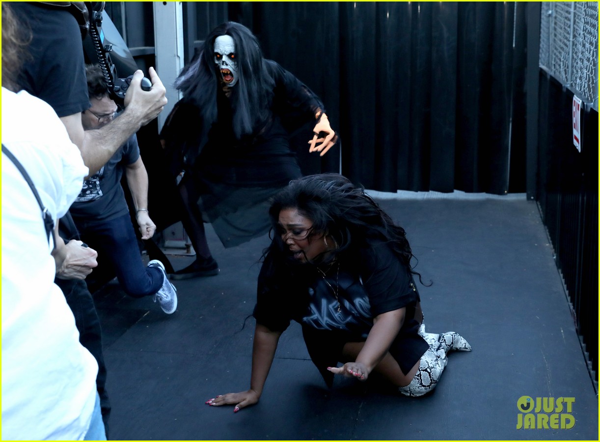 lizzo hits the ground with fear during haunted house tour ellen 04