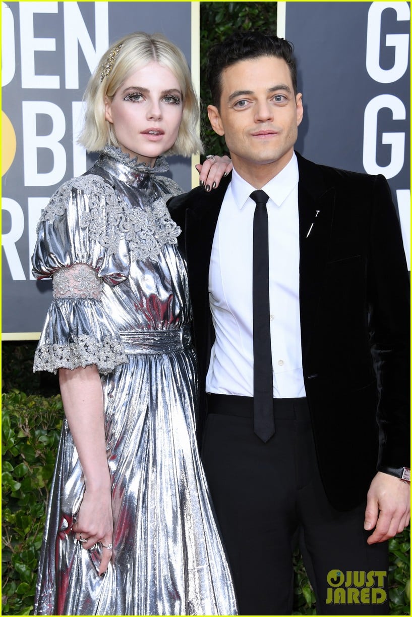 Lucy Boynton Shimmers Alongside Rami Malek at Golden Globes 2020 Photo