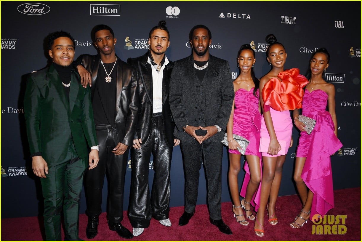 diddy joined by all six kids pre grammys gala 05