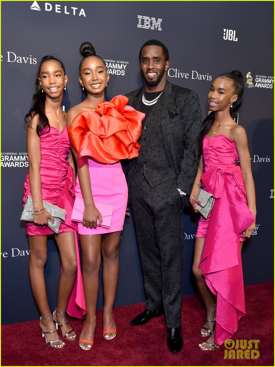 diddy joined by all six kids pre grammys gala 09