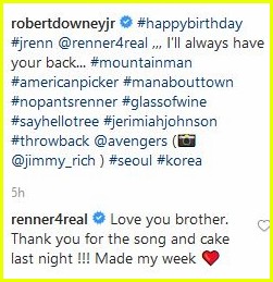 robert downey jr helped jeremy renner celebrate his birthday 014412133