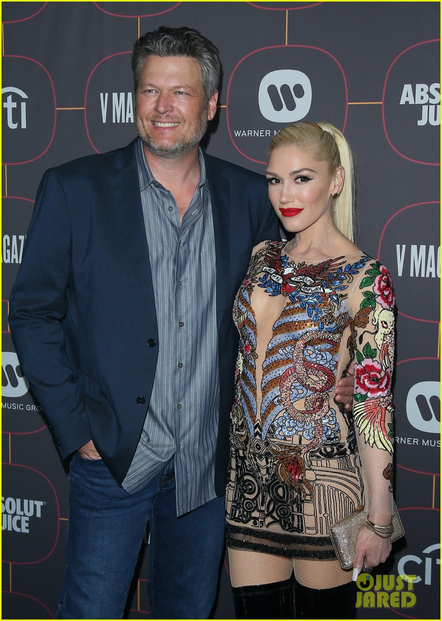 Blake Shelton & Gwen Stefani Couple Up at Warner Music Group's Pre