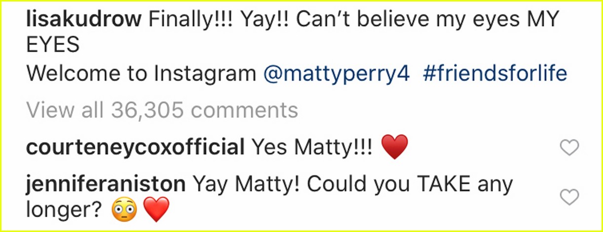 matthew perry joins instagram friends co stars react 01