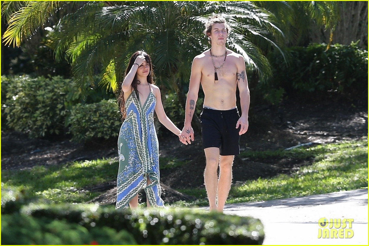 shawn mendes goes shirtless for sunday stroll with camila cabello 134451806