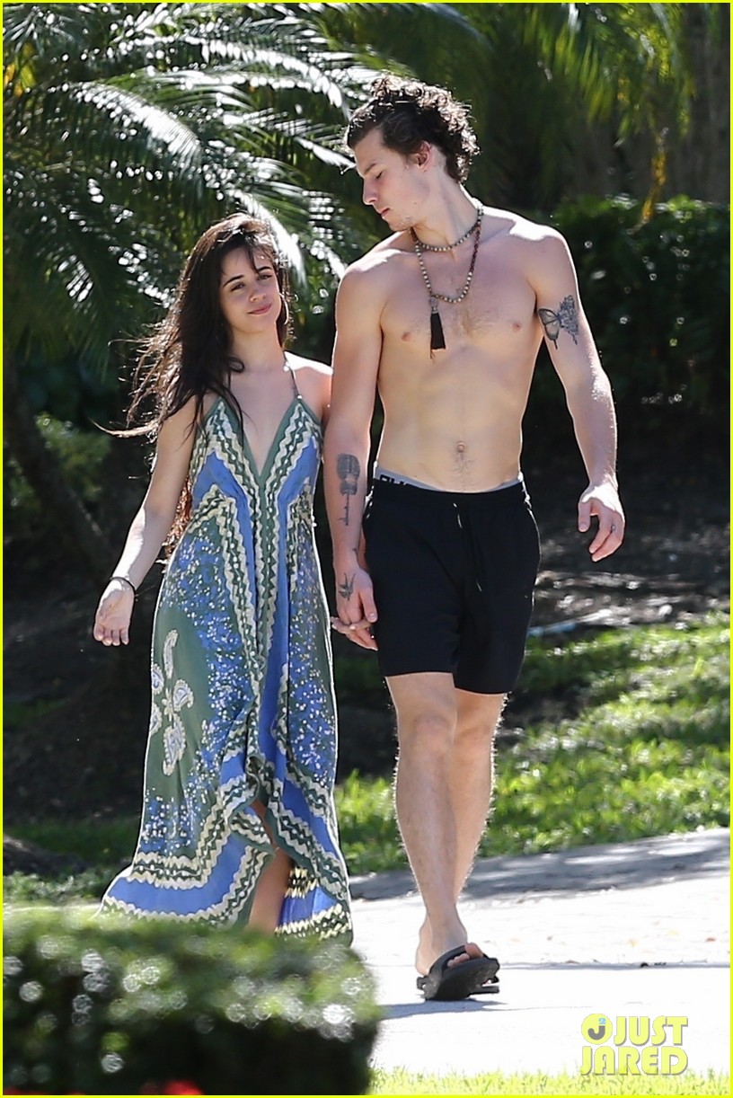 shawn mendes goes shirtless for sunday stroll with camila cabello 274451820