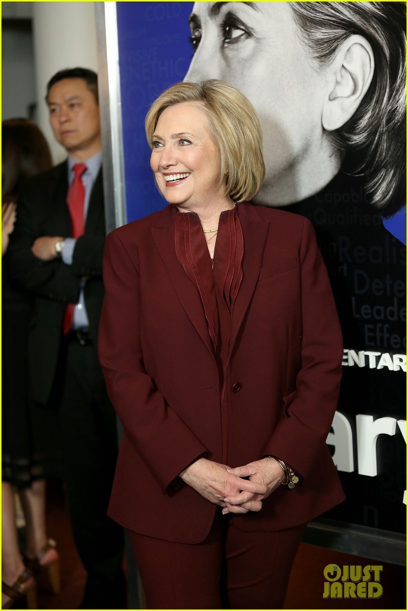 hillary clinton rocks red suit hulus hillary premiere nyc 23